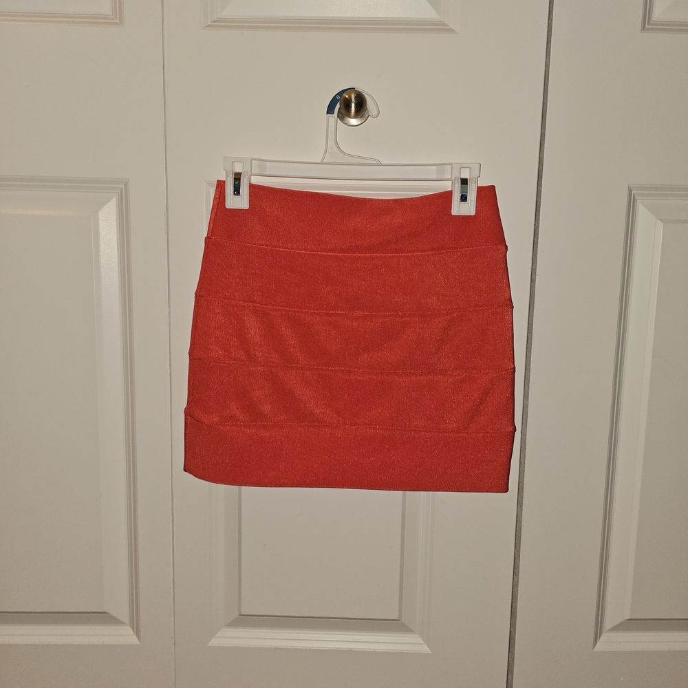 Papaya Flamingo Pink Bandage Mini Skirt